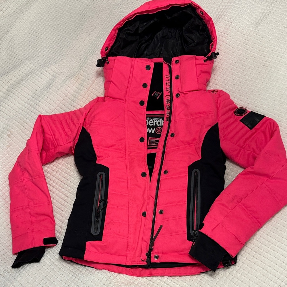 Superdry Vibrant Pink and Black Hooded Jacket